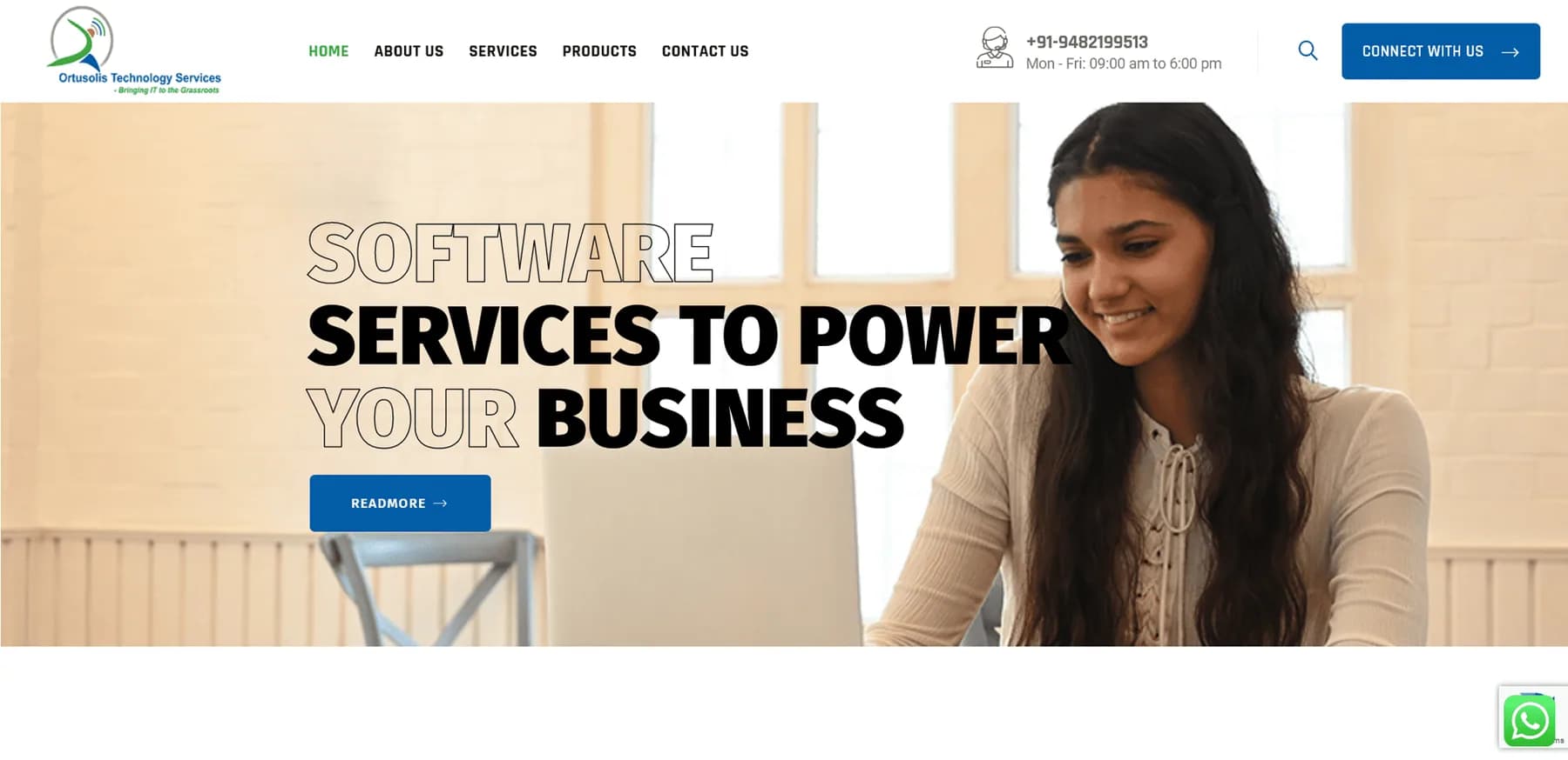 Ortusolis Technology Services website homepage design shown in a desktop browser