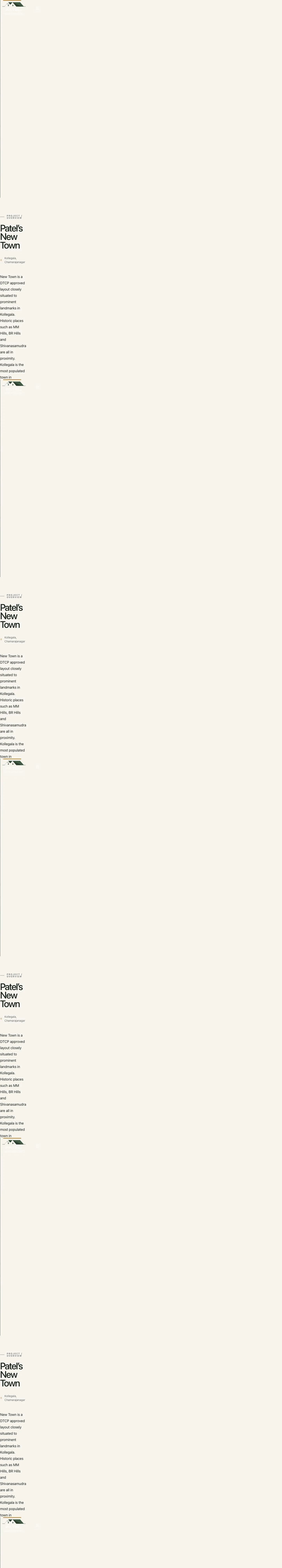 Patel's New Town project page shown in a desktop browser