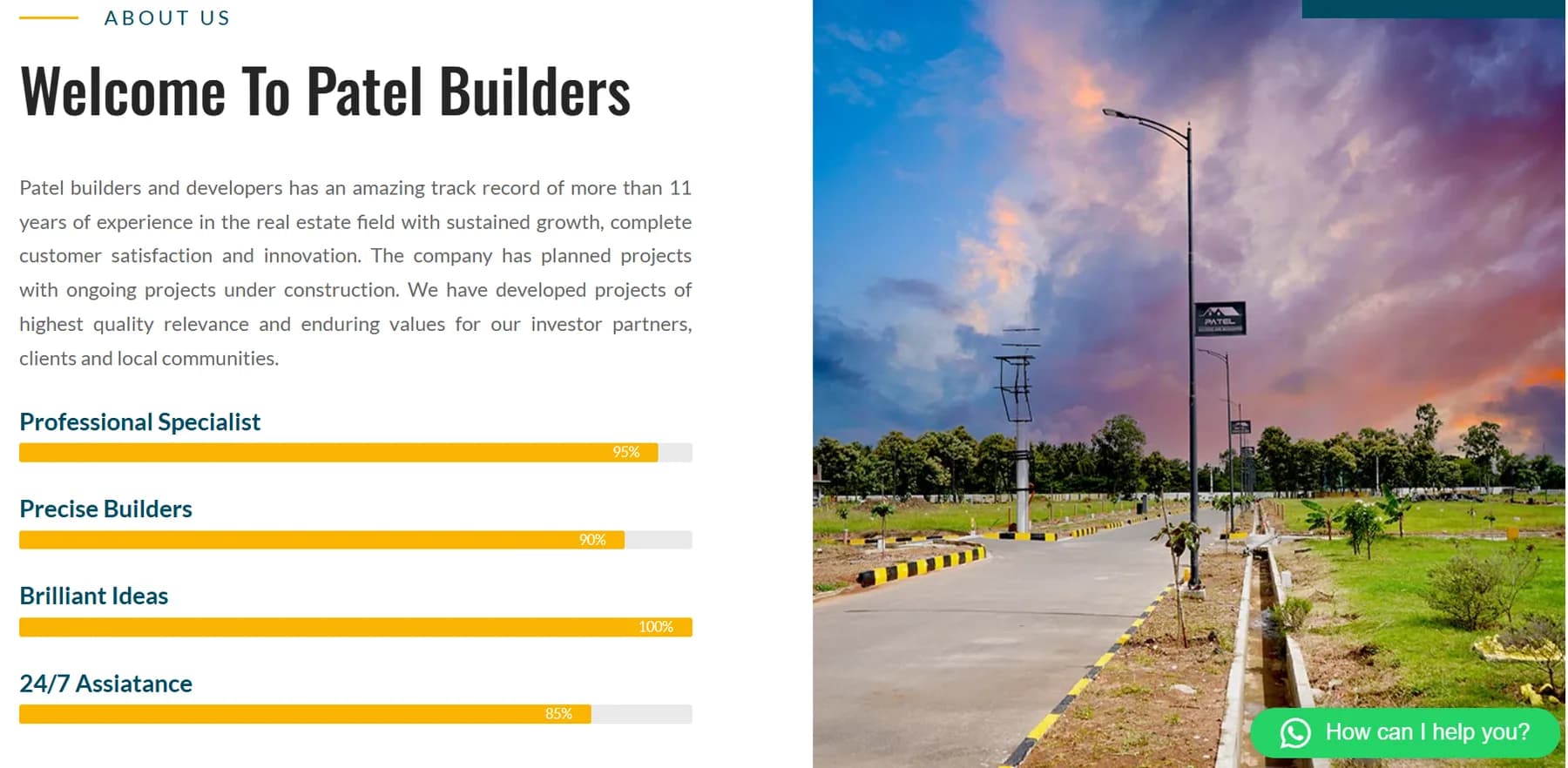 Patel Builders website project imagery