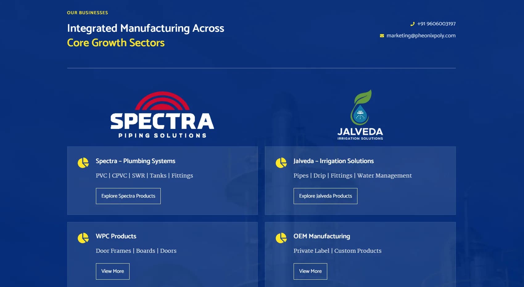 Pheonix Poly Products Pvt. Ltd. responsive website design screen 2