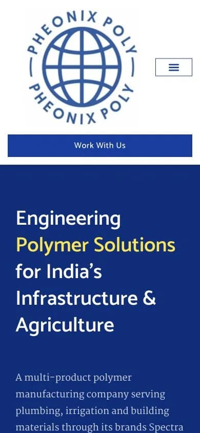 Pheonix Poly Products Pvt. Ltd. website shown at mobile viewport