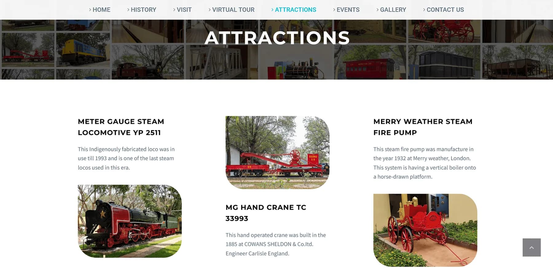 Railway Museum responsive website design screen 2
