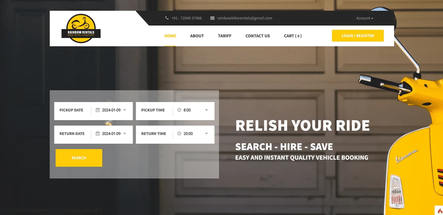 Rainbow Bike Rental responsive website design screen 2