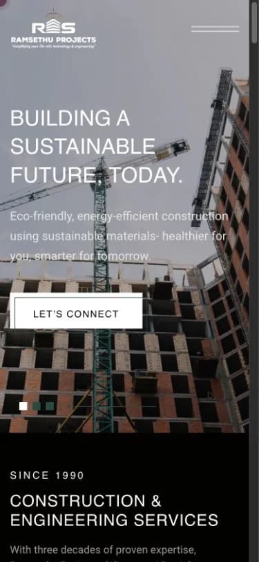 Ramsethu Projects website shown at mobile viewport