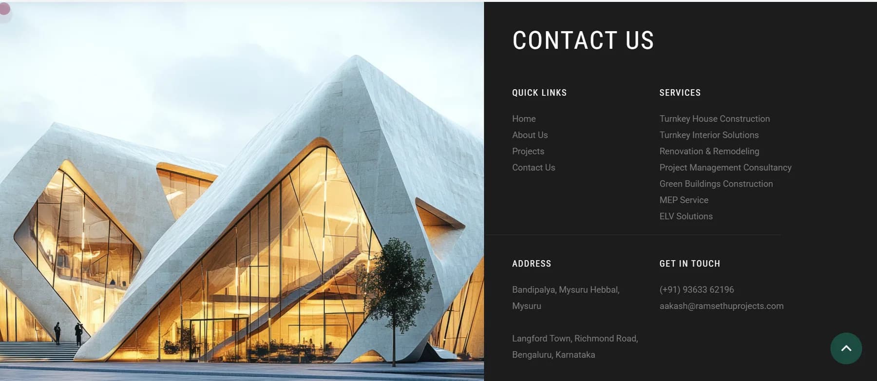 Ramsethu Projects website homepage design shown in a desktop browser