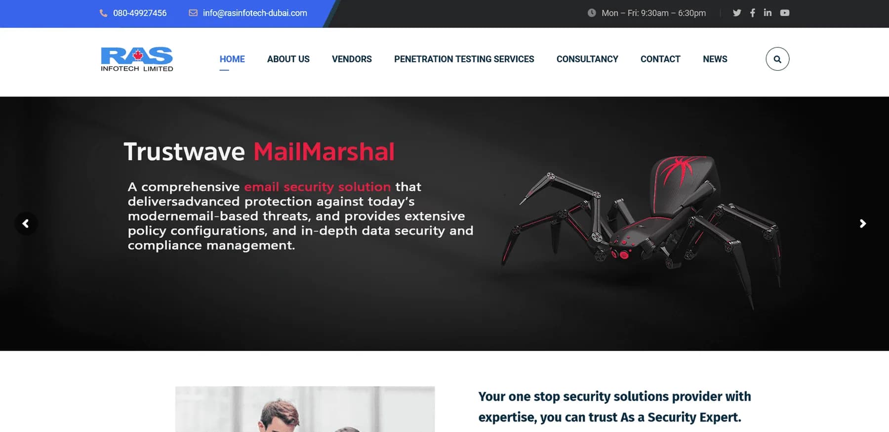 Ras Infotech Limited website homepage design shown in a desktop browser