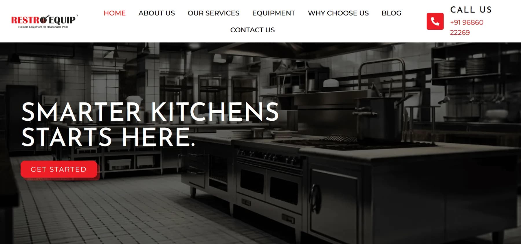RestroEquip responsive website design screen 1