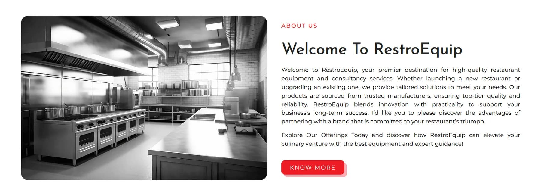 RestroEquip responsive website design screen 2