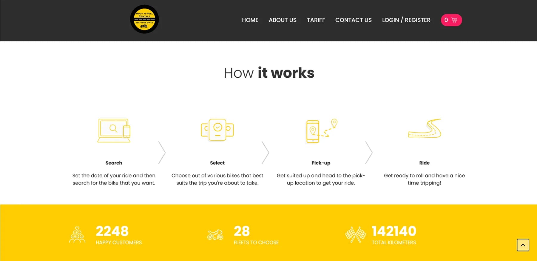Rock N Roll Bike Rental responsive website design screen 2