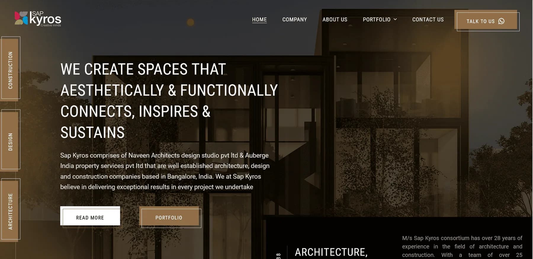 Sap Kyros website homepage design shown in a desktop browser