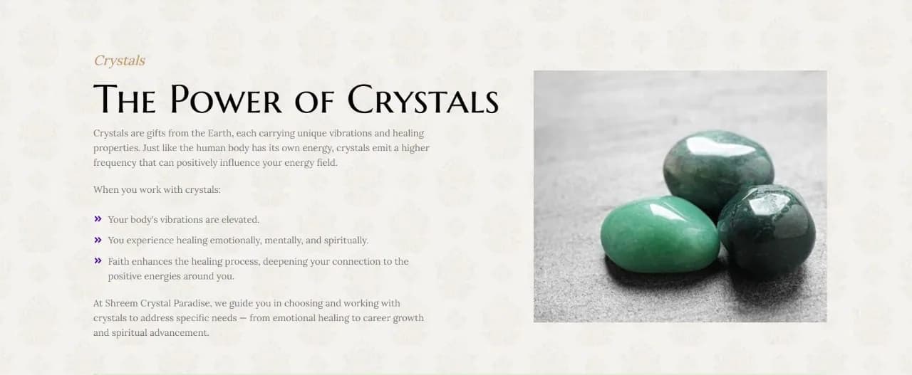 Shrreeshti Crystals responsive website design screen 1
