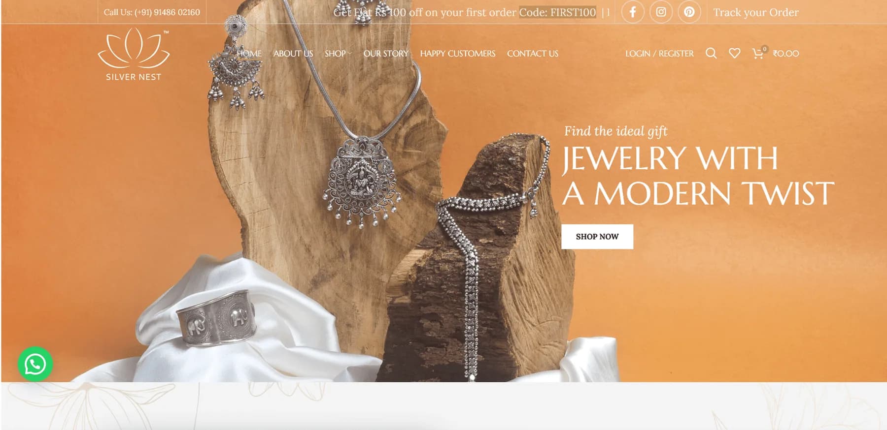 Silver Nest website homepage design shown in a desktop browser