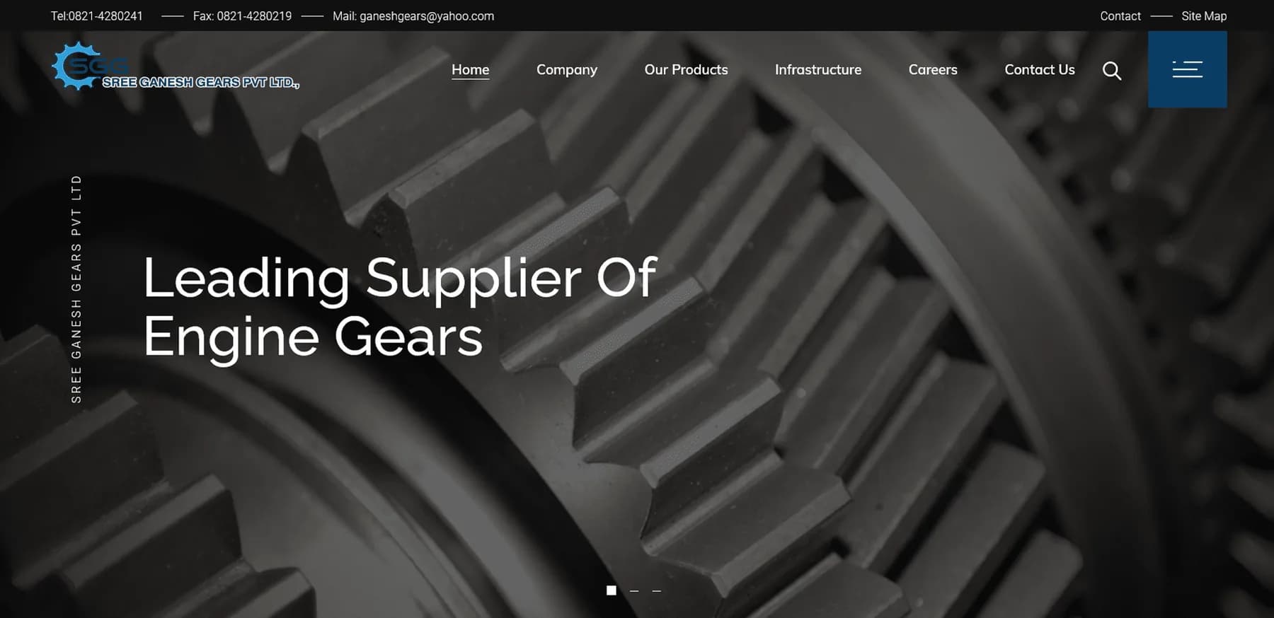 Sree Ganesh Gears Pvt Ltd website homepage design shown in a desktop browser