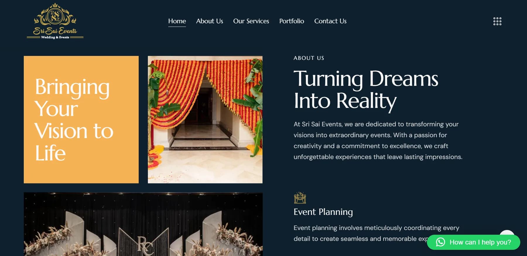 Sri Sai Wedding Events responsive website design screen 2