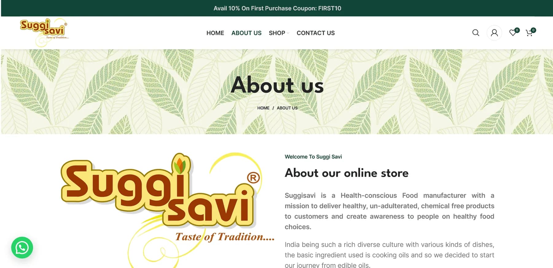 Suggi Savi responsive website design screen 2
