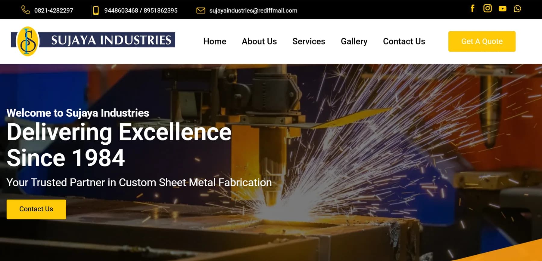 Sujaya Industries responsive website design screen 1