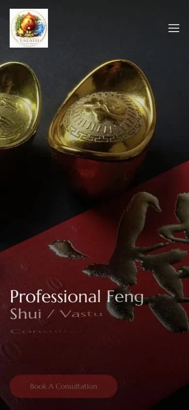 Tatath Feng Shui website shown at mobile viewport