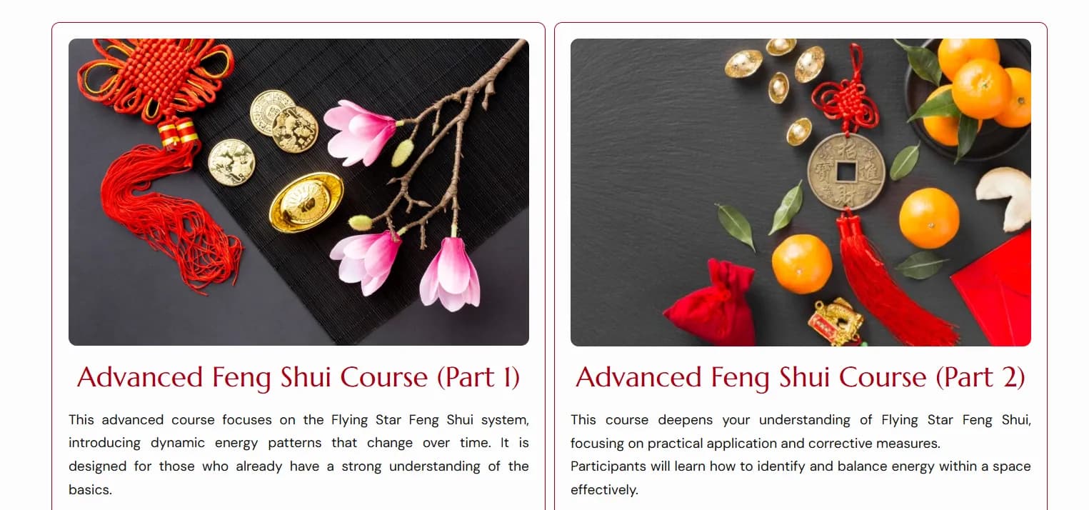 Tatath Feng Shui website homepage design shown in a desktop browser