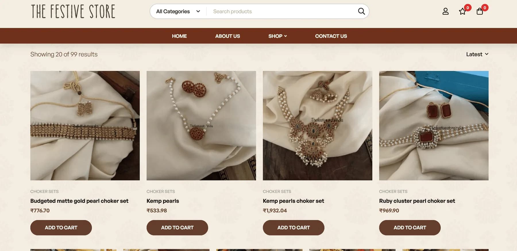 The Festive Store responsive website design screen 2