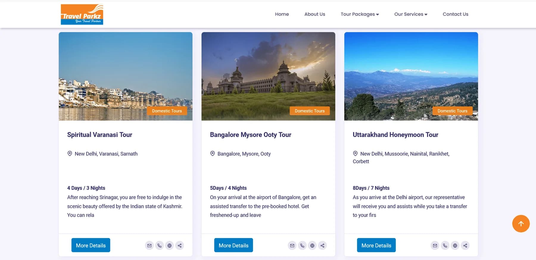 Travel Parkz responsive website design screen 1