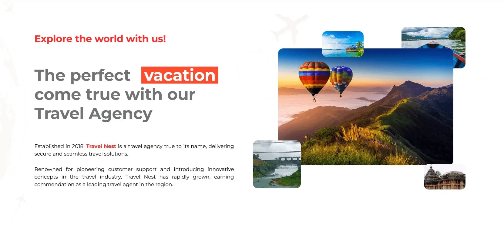Travel Nest responsive website design screen 2