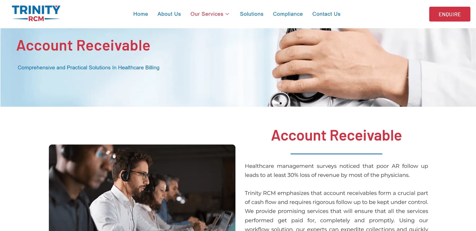 Trinity RCM Solutions responsive website design screen 1