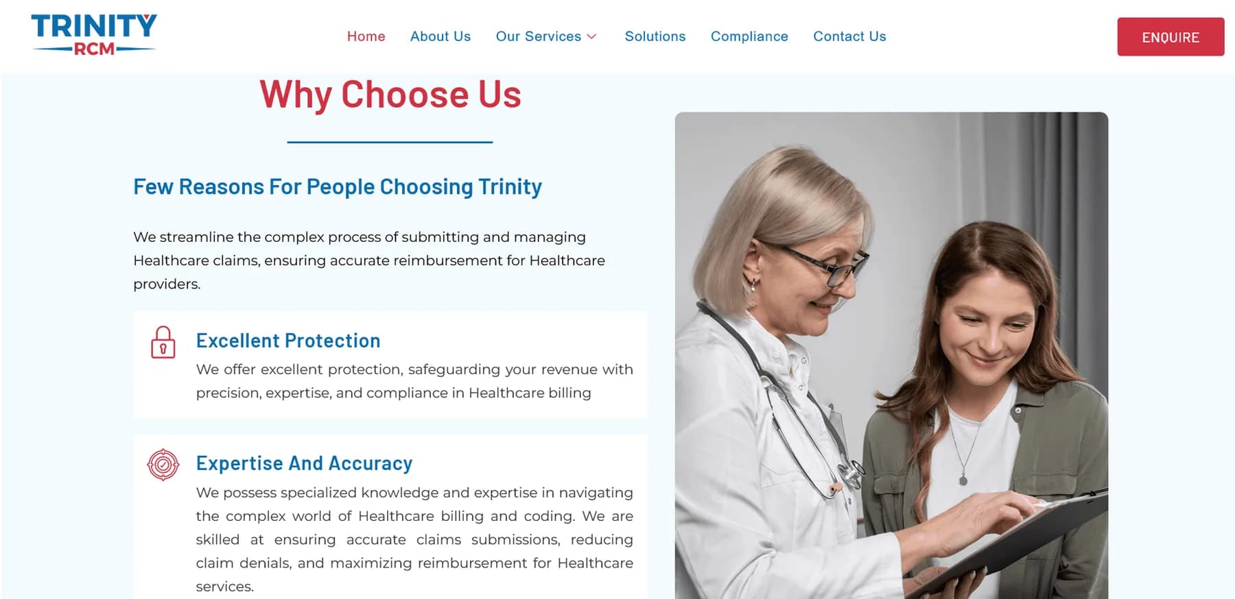 Trinity RCM Solutions responsive website design screen 2