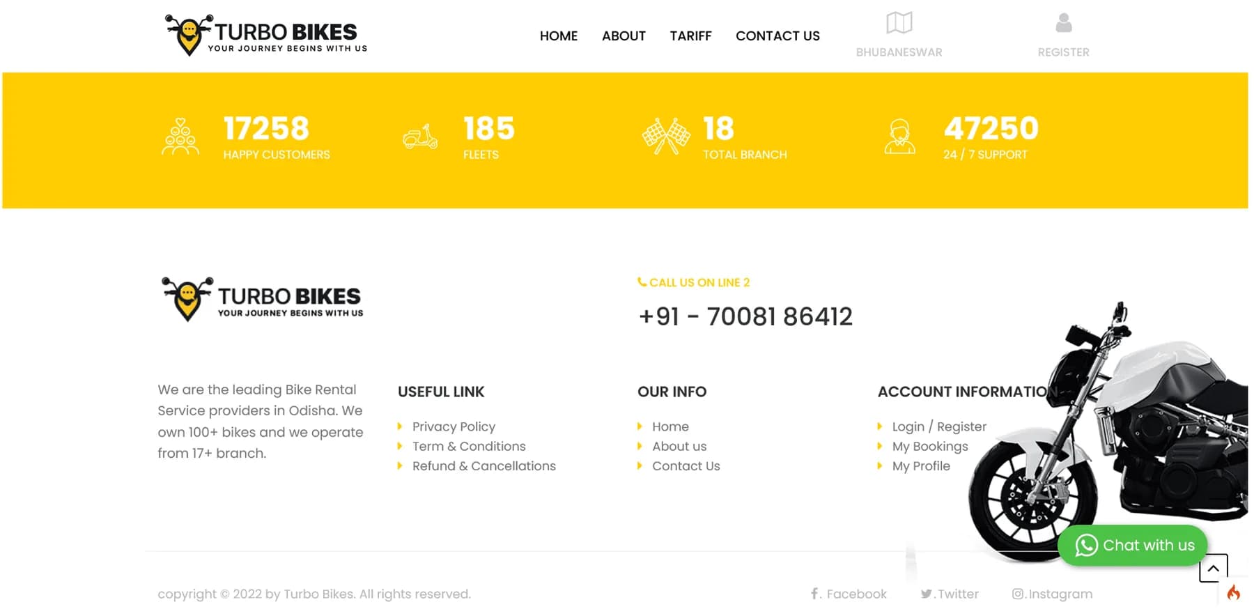 Turbo Bike Rental responsive website design screen 2