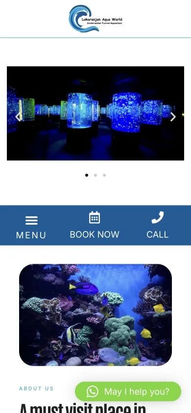Underwater Zone website shown at mobile viewport