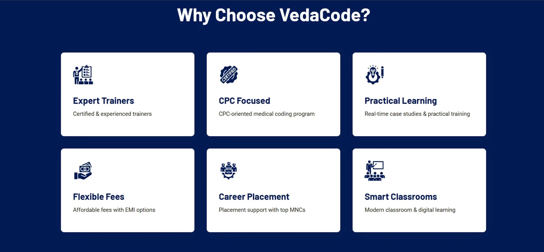 VedaCode Healthcare Solutions website homepage design shown in a desktop browser