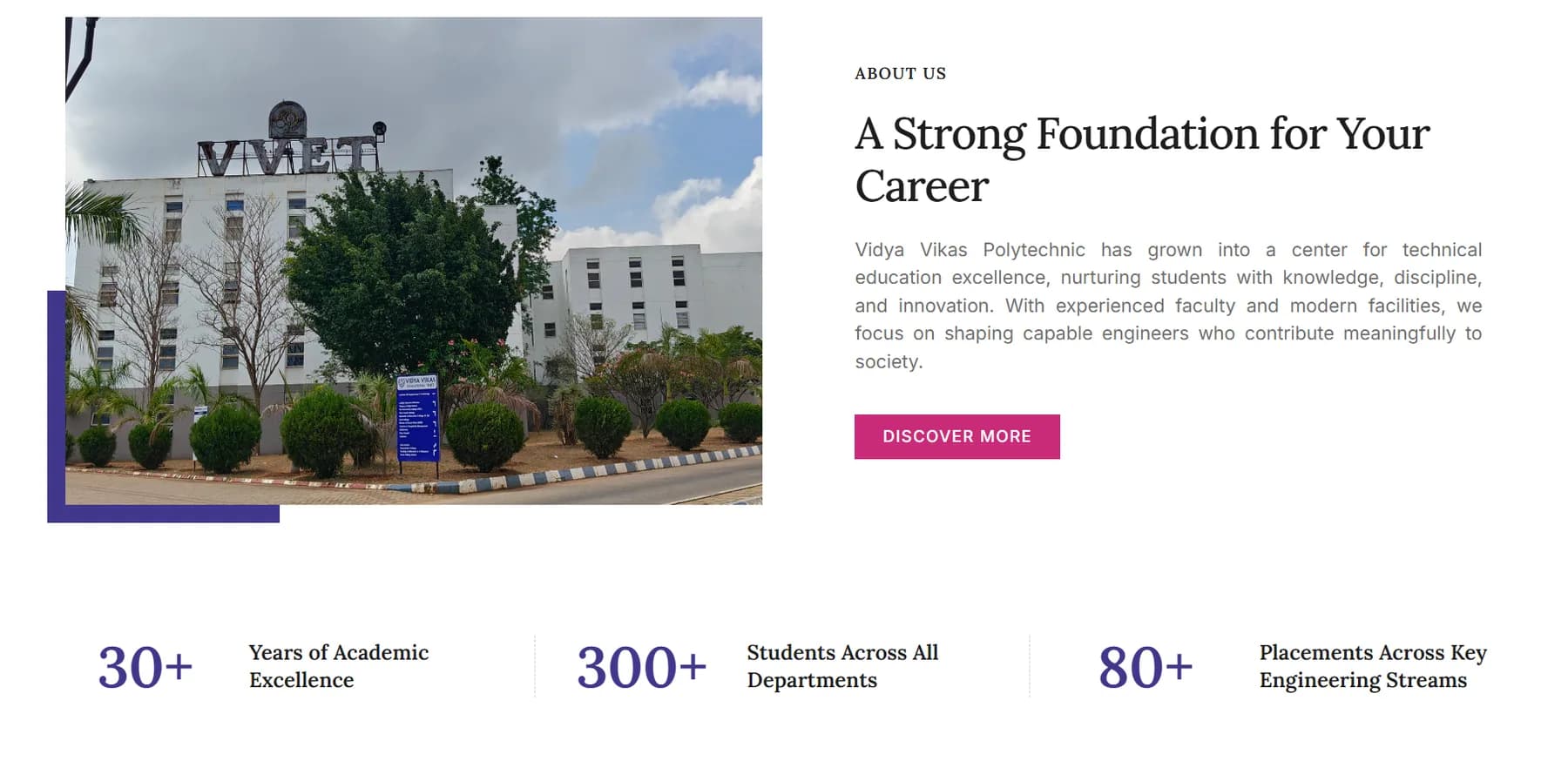 Vidya Vikas Polytechnic responsive website design screen 1