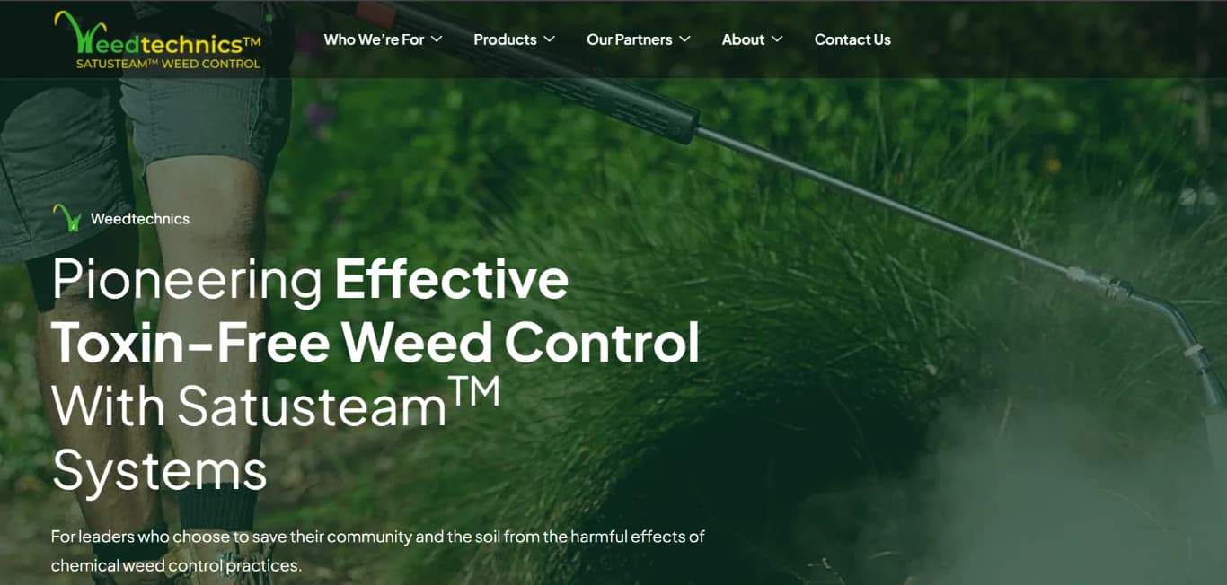 Weedtechnics website homepage design shown in a desktop browser
