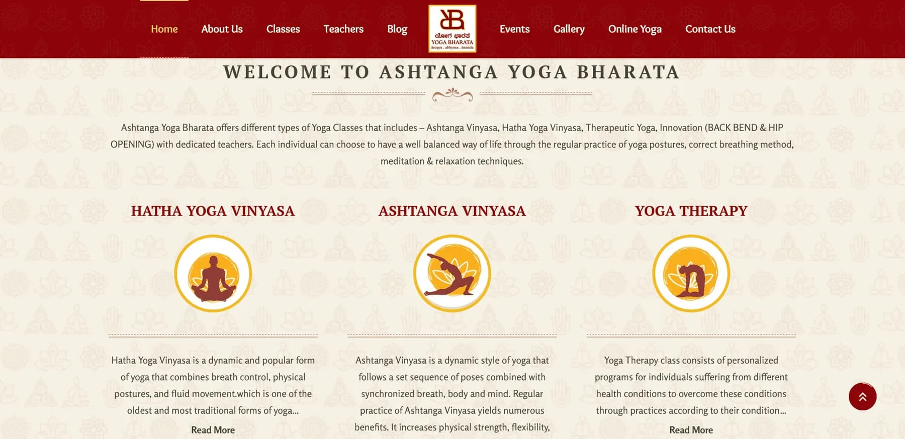 Yoga Bharata responsive website design screen 1